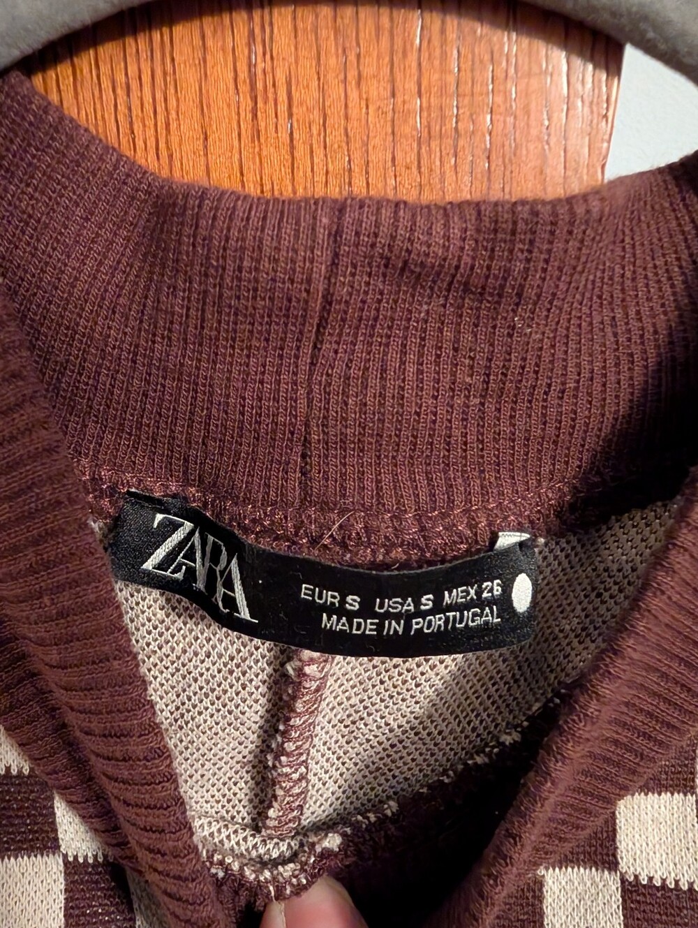 Zara Mockneck Checkerboard Sleeveless Maxi Dress - Brown and Cream Size S - Picture 2 of 5